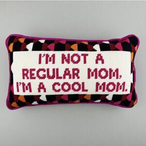 Furbish Needlepoint Decorative Pillow Cool Mom Black Pink Orange Quote Gift New